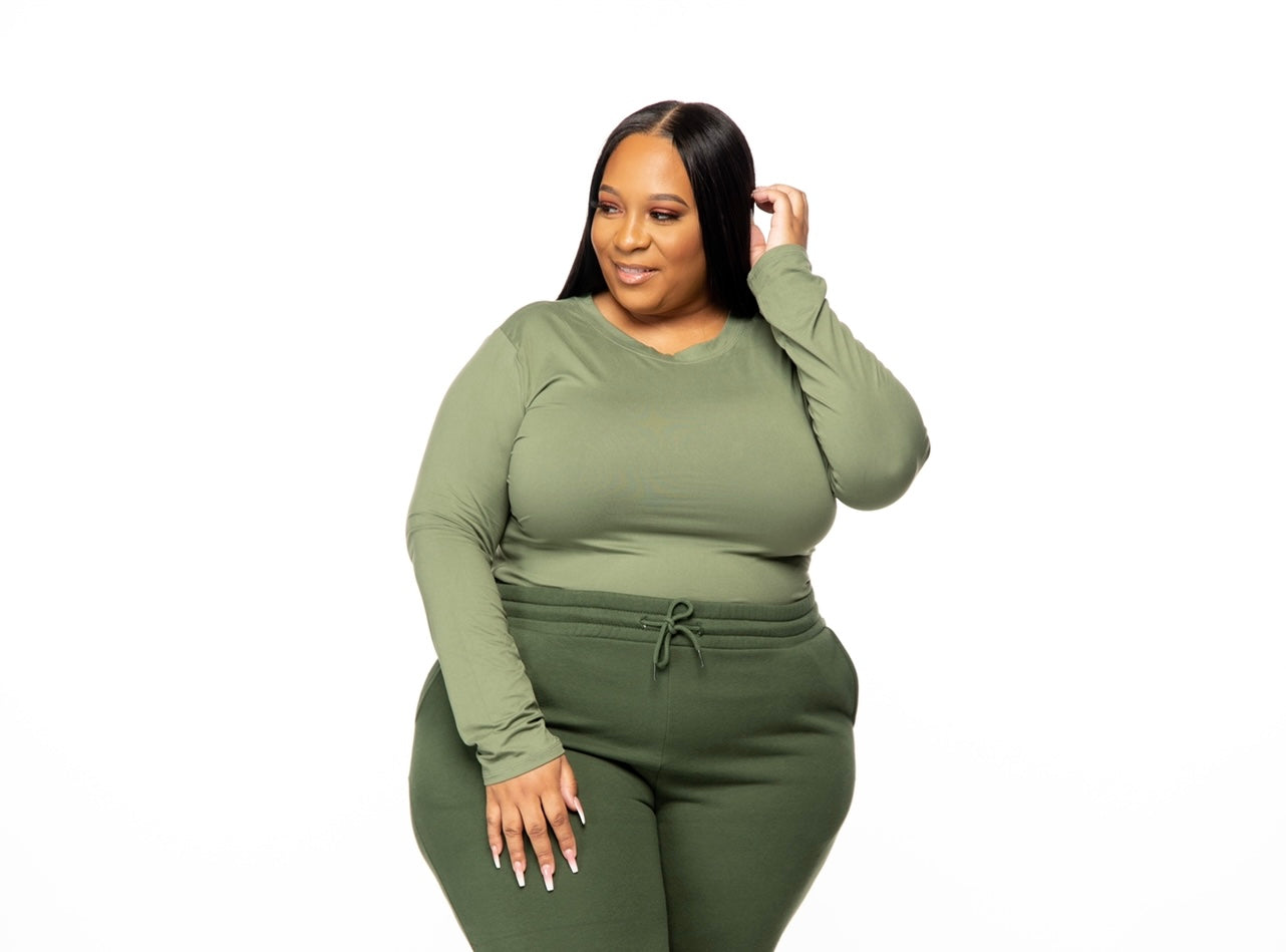 Scoop Neck Long Sleeve Top/Plus - Chris Nicole Collection