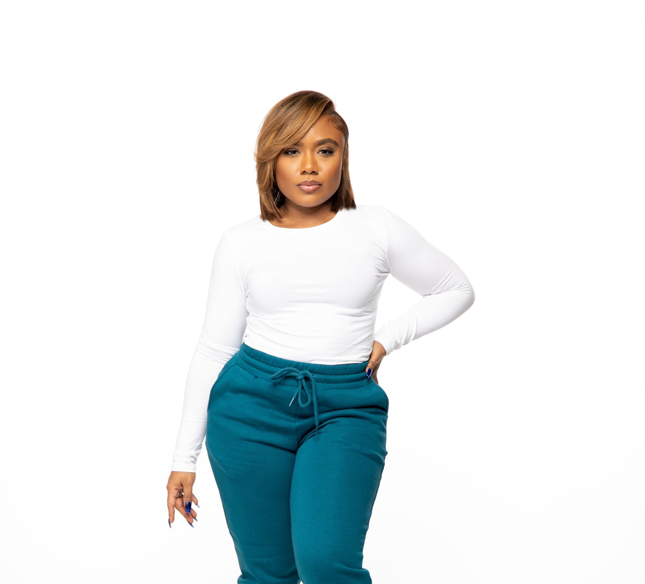 Round Neck Long Sleeve Top/Reg - Chris Nicole Collection